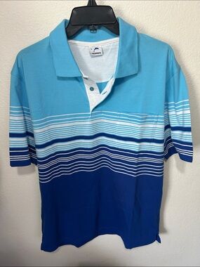 Gioberti Men's Modern Fit Striped Polo Shirt with a pocket. Size Large NWOT